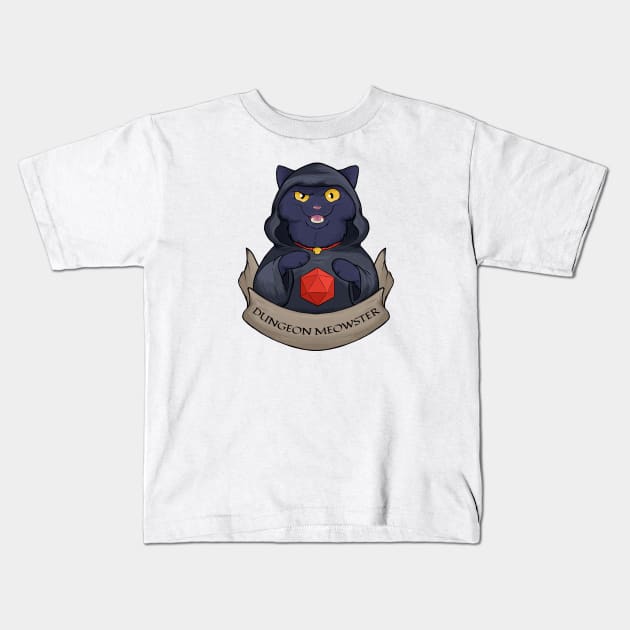 Dungeon Meowster Black Kitty Kids T-Shirt by DnDoggos